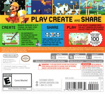 Super Mario Maker for Nintendo 3DS (USA) box cover back